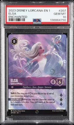 2023 DISNEY LORCANA EN 1-THE FIRST CHAPTER ENCHANTED #207 ELSA PSA 10 - Image 1