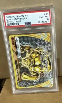 2016 POKEMON XY EVOLUTIONS MACHAMP BREAK CARD 60/108 PSA 8 NM-MT - Image 1