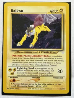 Raikou 22/64 Neo Revelation Non Holo Pokemon Card TCG - Image 1