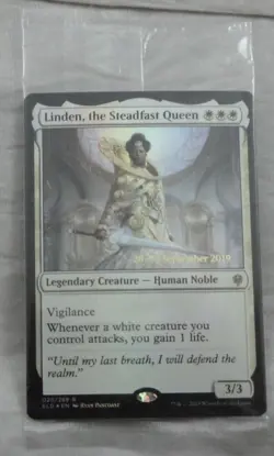 Linden, The Steadfast Queen Prerelease Foil Card Rare Magic The Gathering NM ELD - Image 1