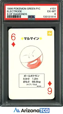Pokemon 1996 Electrode 101 6 Of Diamonds Green Playing Card Japanese PSA 6 - Image 1