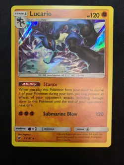 LUCARIO - 71/147 - SM BURNING SHADOWS - HOLO RARE POKEMON CARD - LP - Image 1