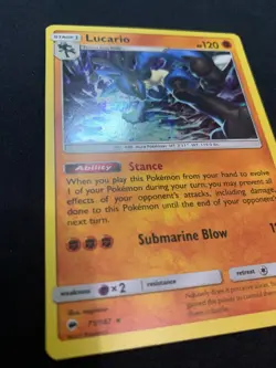 LUCARIO - 71/147 - SM BURNING SHADOWS - HOLO RARE POKEMON CARD - LP - Image 2