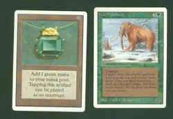 MOX EMERALD and WAR MAMMOTH 1993 UNLIMITED Magic the Gathering Moderate Play - Image 1