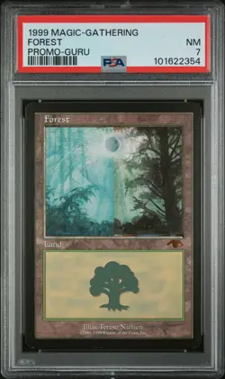 1999 MTG GURU LANDS FOREST PSA 7 - Image 1
