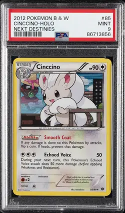 2012 POKEMON B&W NEXT DESTINIES #85 CINCCINO-HOLO PSA 9 - Image 1