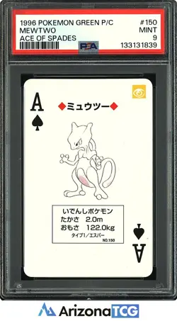 Pokemon 1996 Mewtwo 150 Ace Of Spades Pokemon Green Playing Cards Japanese PSA 9 - Image 1