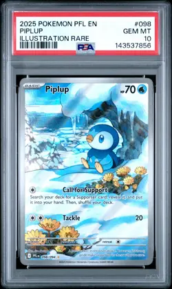 2025 POKEMON PFL EN-PHANTASMAL FLAMES ILLUSTRATION RARE #098 PIPLUP PSA 10 - Image 1