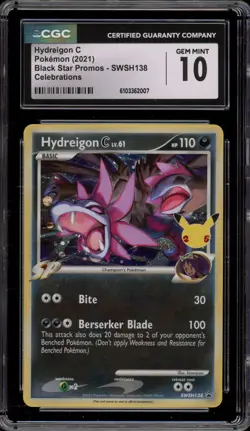 Pokemon Hydreigon C Celebrations Black Star Holo Promo SWSH138 CGC 10 Gem Mint - Image 1