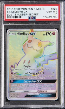 2018 POKEMON SUN & MOON LOST THUNDER SECRET #226 FULL ART/MIMIKYU GX PSA 10 - Image 1