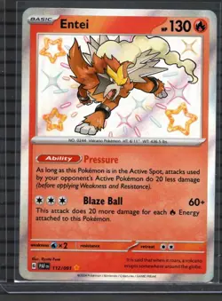 Shiny Entei 112/091 - Paldean Fates - Pokemon TCG Card- NM - Image 1