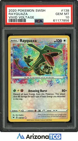 Pokemon 2020 Rayquaza 138/185 Amazing Rare Vivid Voltage GEM MINT PSA 10 - Image 1