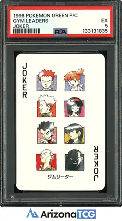 Pokemon 1996 Gym Leaders Joker Pokemon Green Playing Cards Japanese PSA 5 - Image 1