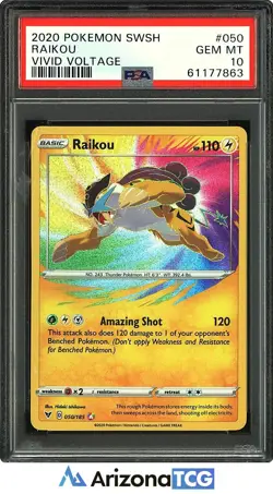 Pokemon 2020 Raikou 050/185 Amazing Rare Vivid Voltage GEM MINT PSA 10 - Image 1