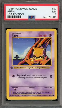 Pokemon Abra Base Set Shadowless 1st Edition #43 PSA 7 - Image 1