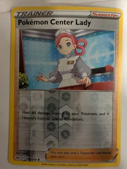 Pokemon Center Lady 176/202 Sword & Shield Base Pokemon Reverse Holo Foil Nice! - Image 1