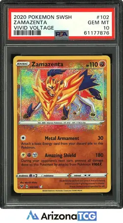 Pokemon 2020 Zamazenta 102/185 Amazing Rare Vivid Voltage GEM MINT PSA 10 - Image 1