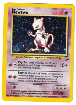 POKEMON MEWTWO 10/130 BASE SET 2 UNLIMITED HOLO RARE SWIRL MP VINTAGE PSYCHIC - Image 1