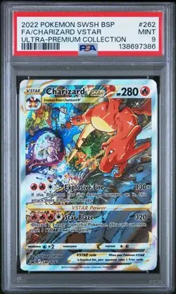 2022 POKEMON SWSH BLACK STAR PROMO 262 FULL ART/CHARIZARD VSTAR UPC PSA 9 - Image 1