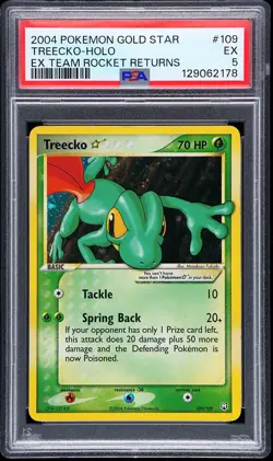 2004 POKEMON EX TEAM ROCKET RETURNS GOLD STAR #109 TREECKO-HOLO PSA 5 - Image 1
