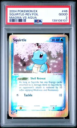 2004 POKEMON EX TEAM MAGMA VS TEAM AQUA #46 SQUIRTLE-REVERSE FOIL PSA 2 - Image 1