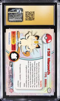 1999 TOPPS POKEMON TV FOIL #52 MEOWTH CGC 10 PRISTINE - Image 2