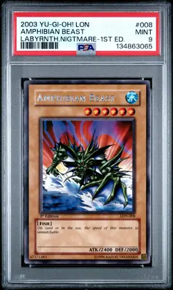 2003 YU-GI-OH! LON-LABYRINTH OF NIGHTMARE 1ST EDITION #008 AMPHIBIAN BEAST PSA 9 - Image 1