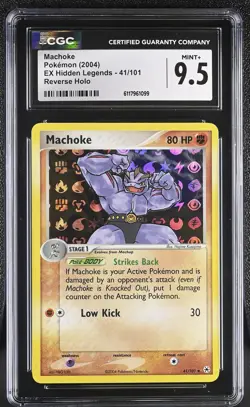 CGC 9.5 MINT+ Machoke 2004 EX Hidden Legends 41/101 Reverse Holo Pokemon Card - Image 1