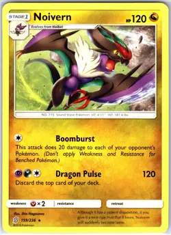Noivern 159/236 Rare Regular Card SM - Unified Minds Pokemon TCG LP - Image 1