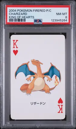 2004 POKEMON FIRERED VERSION PLAYING CARDS KING OF HEARTS CHARIZARD PSA 8 - Image 1