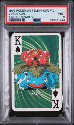 1998 POKEMON TELEVI-KUN MAGAZINE PLAYING CARDS KING OF SPADES VENUSAUR PSA 9 - Image 1