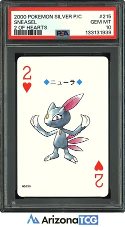 Pokemon 2000 Sneasel 215 2 Of Hearts Silver Playing Cards Japanese PSA 10 - Image 1
