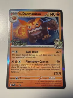 N's Darmanitan SVP 181 Journey Together Prerelease Stamped Pokemon Promo Card - Image 1