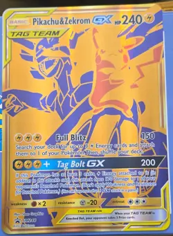 Pokemon Pikachu & Zekrom GX SM248 Promo TAG TEAM Jumbo Holo Oversized Card - Image 1