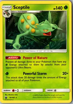 Sceptile 10/168 Rare SM - Celestial Storm LP Pokemon Card - Image 1