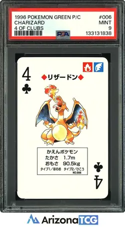 Pokemon 1996 Charizard 006 4 Of Clubs Pokemon Green Playing Cards Japanese PSA 9 - Image 1
