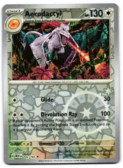 Aerodactyl 142/165 - 151 Rare Pokemon TCG Reverse Holo - LP Card - Image 1