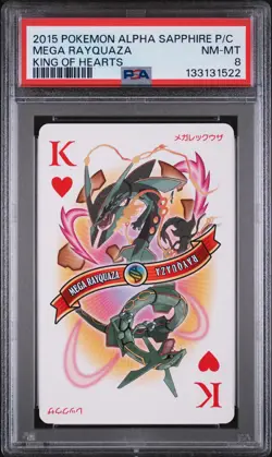 2015 POKEMON ALPHA SAPPHIRE PLAYING CARDS KING OF HEARTS MEGA RAYQUAZA PSA 8 - Image 1