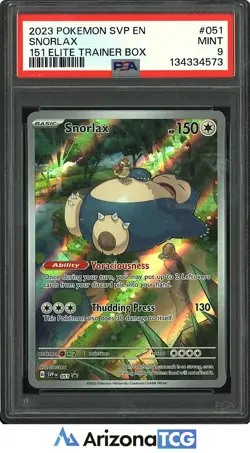 Pokemon 2023 Snorlax 051 Promo 151 Elite Trainer Box PSA 9 - Image 1