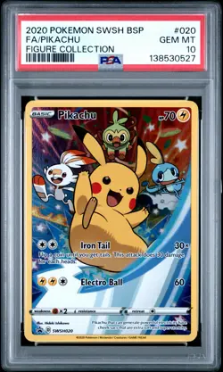 2020 POKEMON SWSH BLACK STAR PROMO FIGURE COLL #020 FULL ART/PIKACHU PSA 10 - Image 1