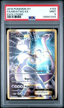 2016 POKEMON XY EVOLUTIONS #103 FULL ART/MEWTWO EX PSA 9 - Image 1