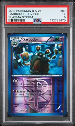 2013 POKEMON B&W PLASMA STORM #67 GARBODOR-REVERSE FOIL PSA 5 - Image 1