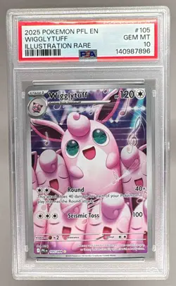 7896 Wigglytuff 2025 Pokemon Phantasmal Flames #105 Illustration Rare PSA 10 - Image 1