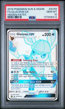 2019 Pokemon Hidden Fates Glaceon Gx Full Art #SV55 GEM MT PSA 10 Hidden Fates - Image 1