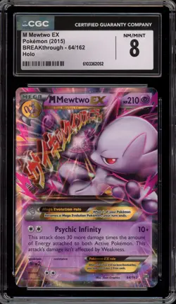 Pokemon M Mewtwo EX XY Breakthrough Holo Ultra Rare #64 CGC 8 - Image 1