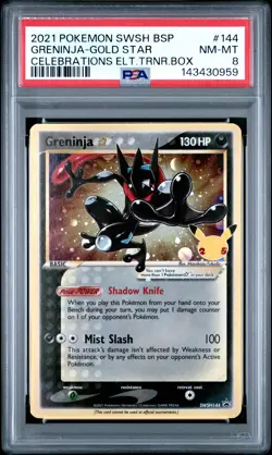 2021 POKEMON SWSH BLACK STAR PROMO #144 GRENINJA-GOLD STAR PSA 8 - Image 1