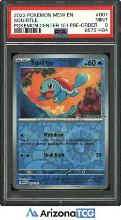 Pokemon 2023 Squirtle 007 Pokemon Center Stamp 151 Pre-Order PSA 9 - Image 1