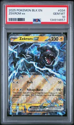 2025 POKEMON BLK EN-BLACK BOLT #034 ZEKROM EX PSA 10 - Image 1