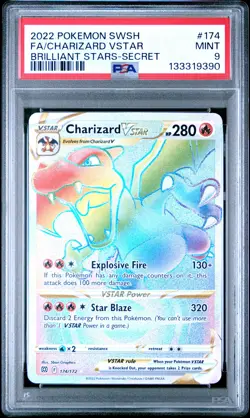 2022 POKEMON SWORD & SHIELD BRILLIANT STARS #174 FULL ART/CHARIZARD VSTAR PSA 9 - Image 1