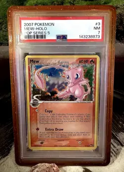 PSA 7 *NEW CERT* 2007 Pokemon Pop Series 5 Mew Holo Corrected Back #3 - Image 1